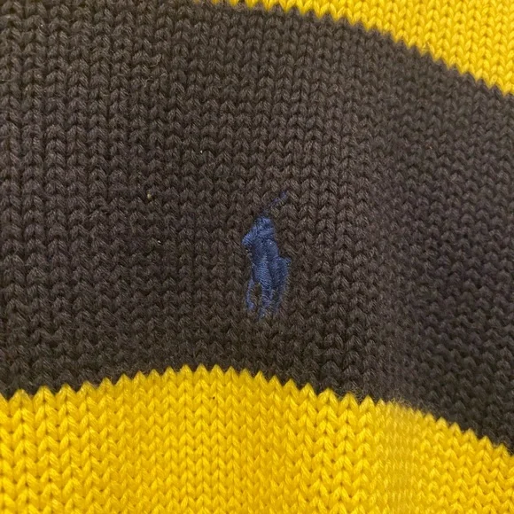 Ralph Lauren Men's Bold Striped Sweater - Navy and Yellow